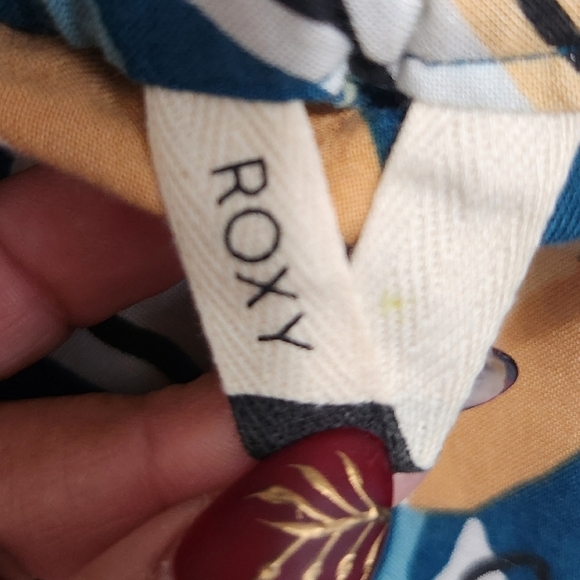 ROXY MIDI SPAGHETTI STRAP FLORAL TROPICAL TURQUOISE DRESS SZ M - Picture 7 of 10